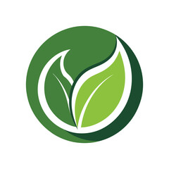 Green Leaf Circle Logo with White Background 