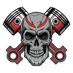 A detailed rendering of a cybernetic skull constructed from intricate clockwork, pistons, and metallic gears; a biomechanical fusion of bone and technology.