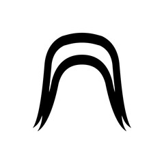 Illustration of two curved black lines mirroring each other with pointed ends on a white background