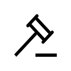 Illustration of a black gavel with a striking block in a simple style on a white background image view