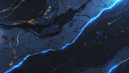Black and blue marble stone background, fossil texture.AI Generative