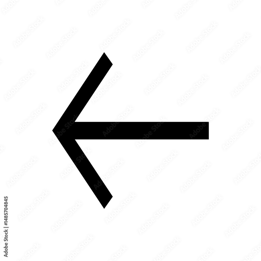 Poster a simple black arrow pointing left with a horizontal line and angled arrowhead on a white background