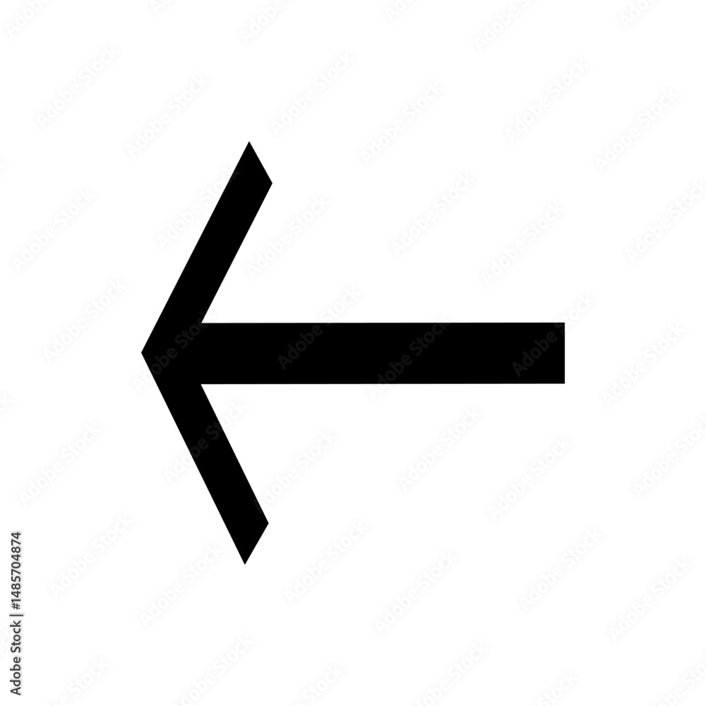 Poster illustration of a simple black arrow pointing towards the left direction on a plain white background