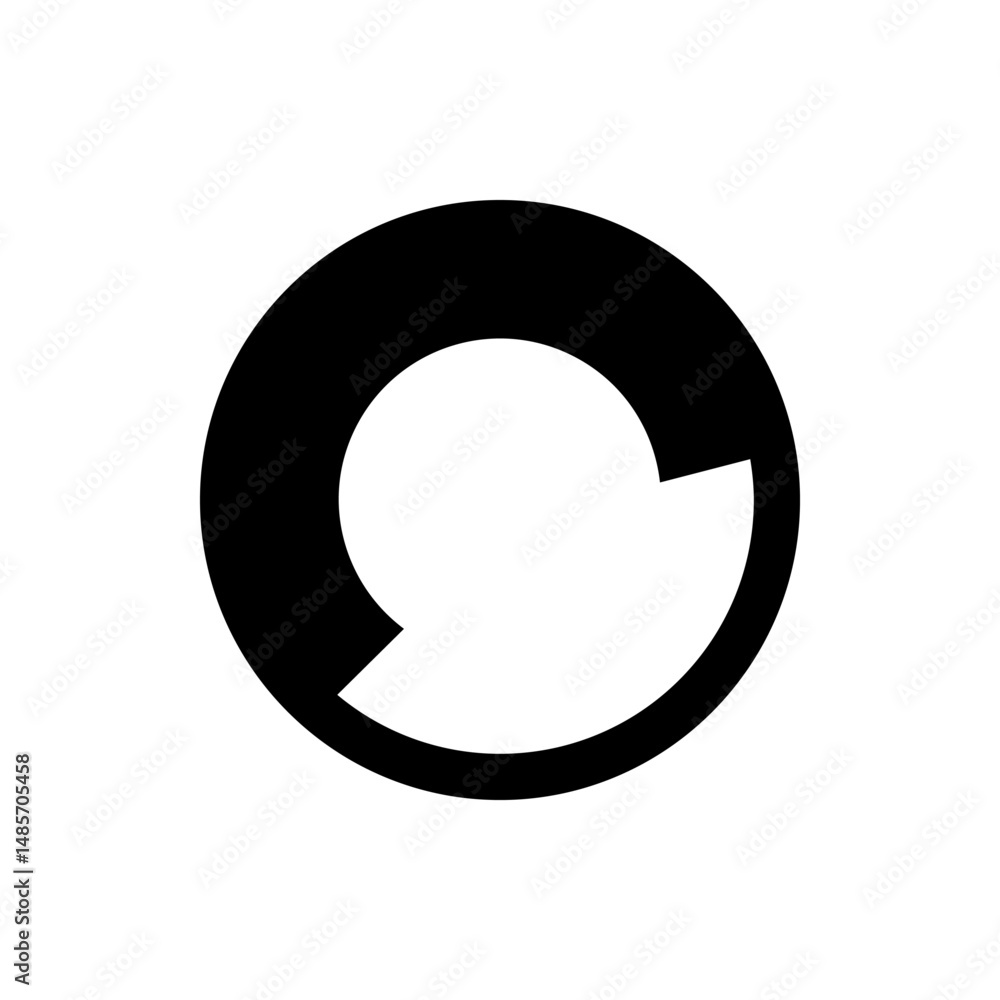 Aufkleber black circle with a large white arc inside and two angular cutouts creating a partial shape effect