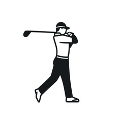 Golfer Swinging in Silhouette