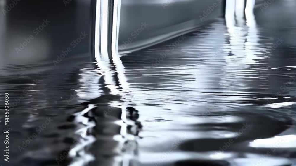 Poster abstract silver fluid surface with reflections creating mesmerizing ripples and flow in slow motion 