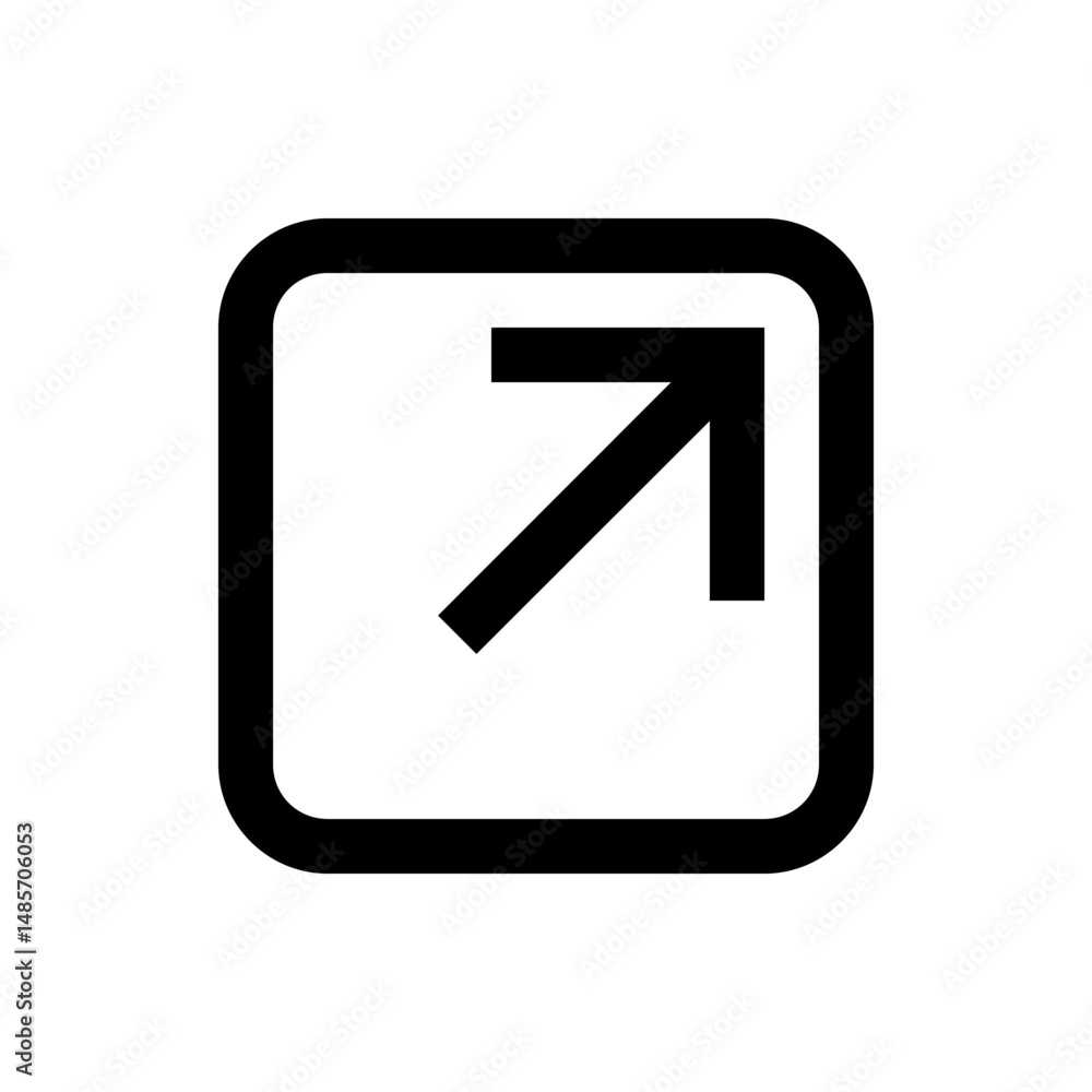 Poster black outlined square with rounded corners containing an arrow pointing to the upper right corner in
