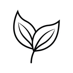 Two leaves logo line art with white background 