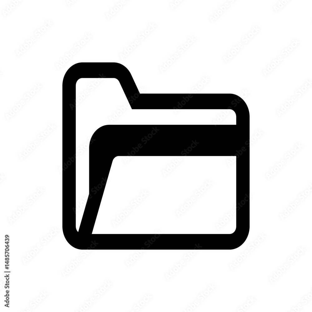 Aufkleber illustration of a black folder icon with rounded corners representing file storage and organization 