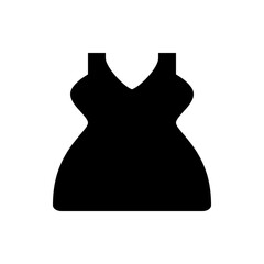 Illustration of a black dress with a v neckline and short skirt on a white background simple design style