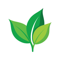Two bright green leaves overlapping, a simple eco-friendly symbol.