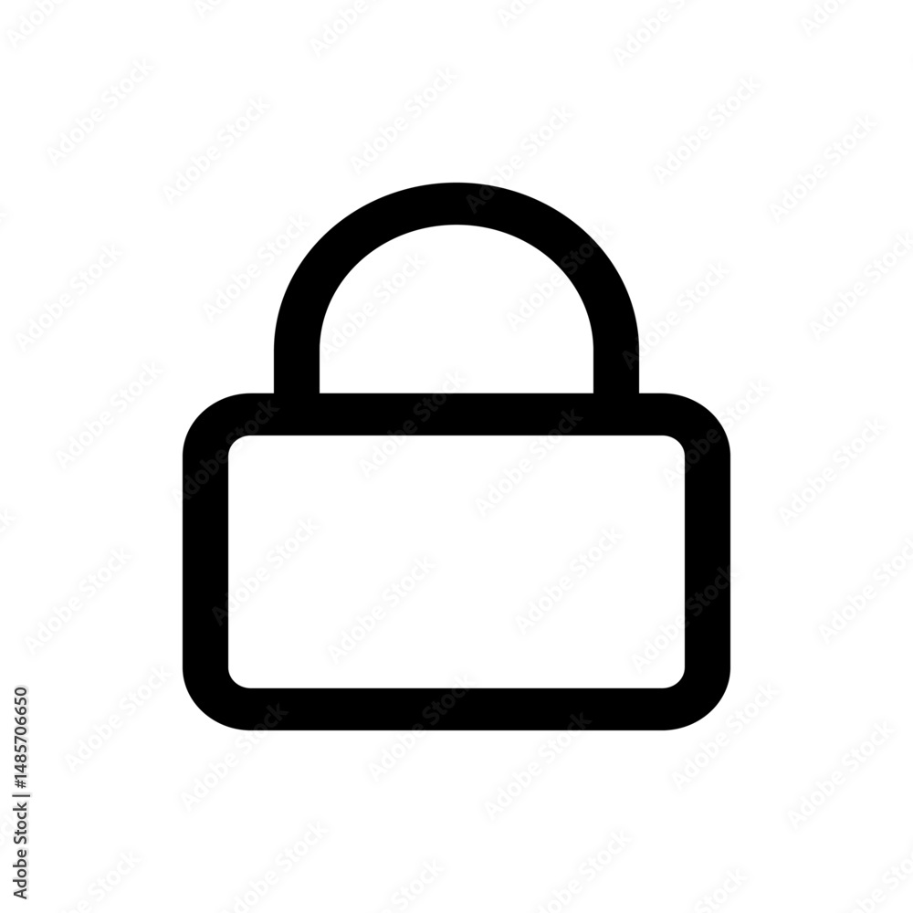 Poster a simple black outline of a padlock with rounded edges and a clear white center on a white backgroun