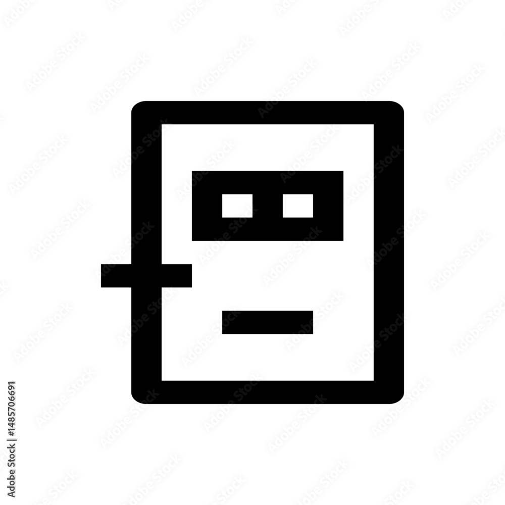 Poster a simple black outline of a door with a handle and two square windows and a horizontal line inside i