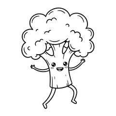 Obraz premium Happy Broccoli Character Outline