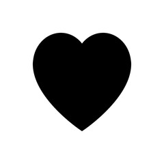 Illustration of a solid black heart shape with smooth curves and a pointed bottom on a white background design
