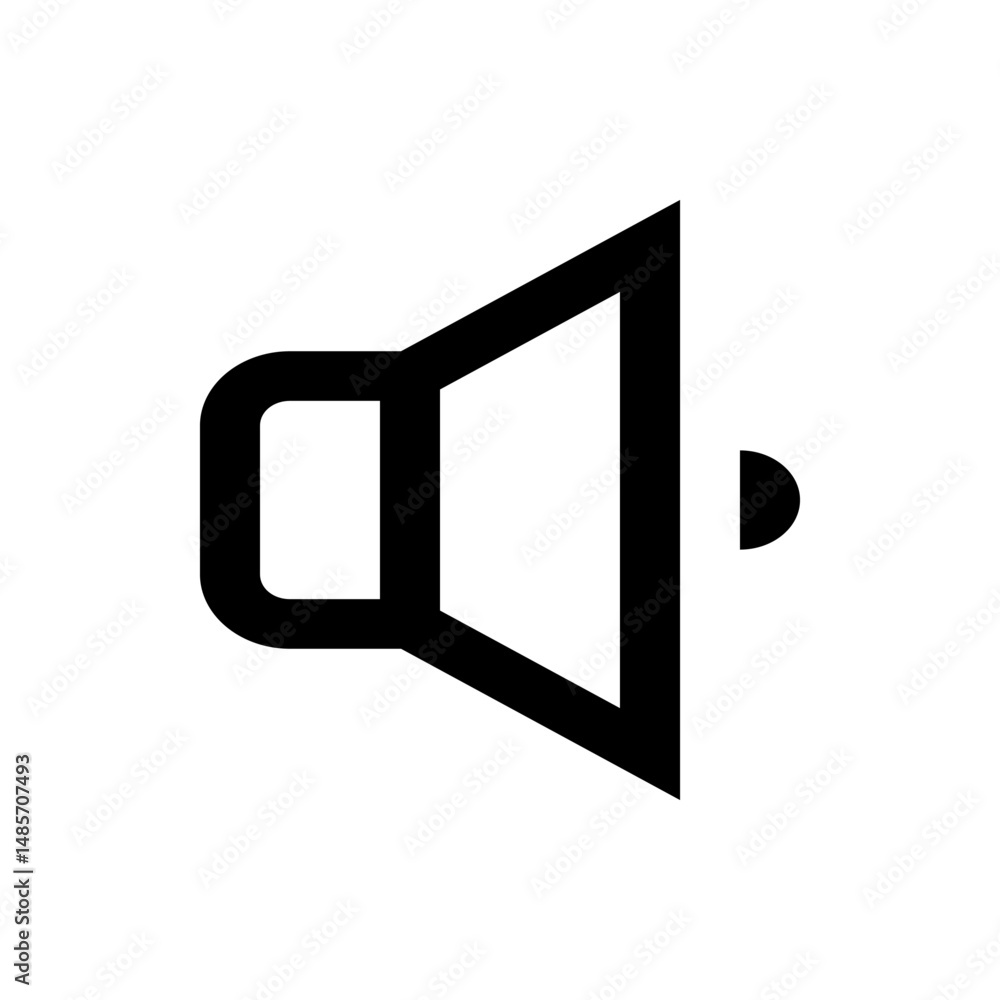 Poster illustration of a black speaker icon with sound waves emanating from it on a white background simple