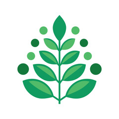 Stylized Green Plant with Leaves and Circles