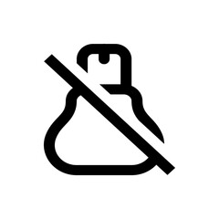 Icon depicting a salt shaker with a diagonal line indicating it is crossed out or not allowed, black and white