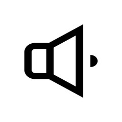 Illustration of a black speaker icon with sound waves emanating from it on a white background simple design