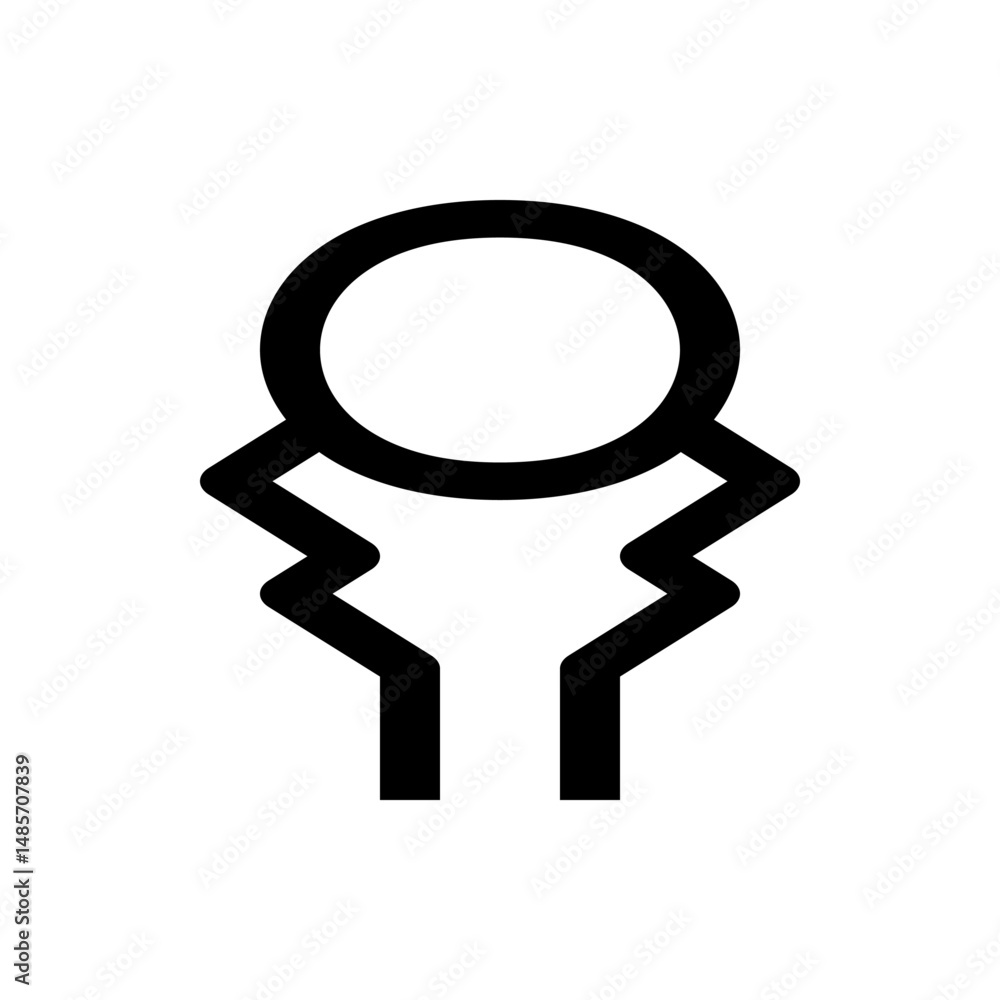 Poster stylized depiction of a figure with a circular head and angular body on a white background design el