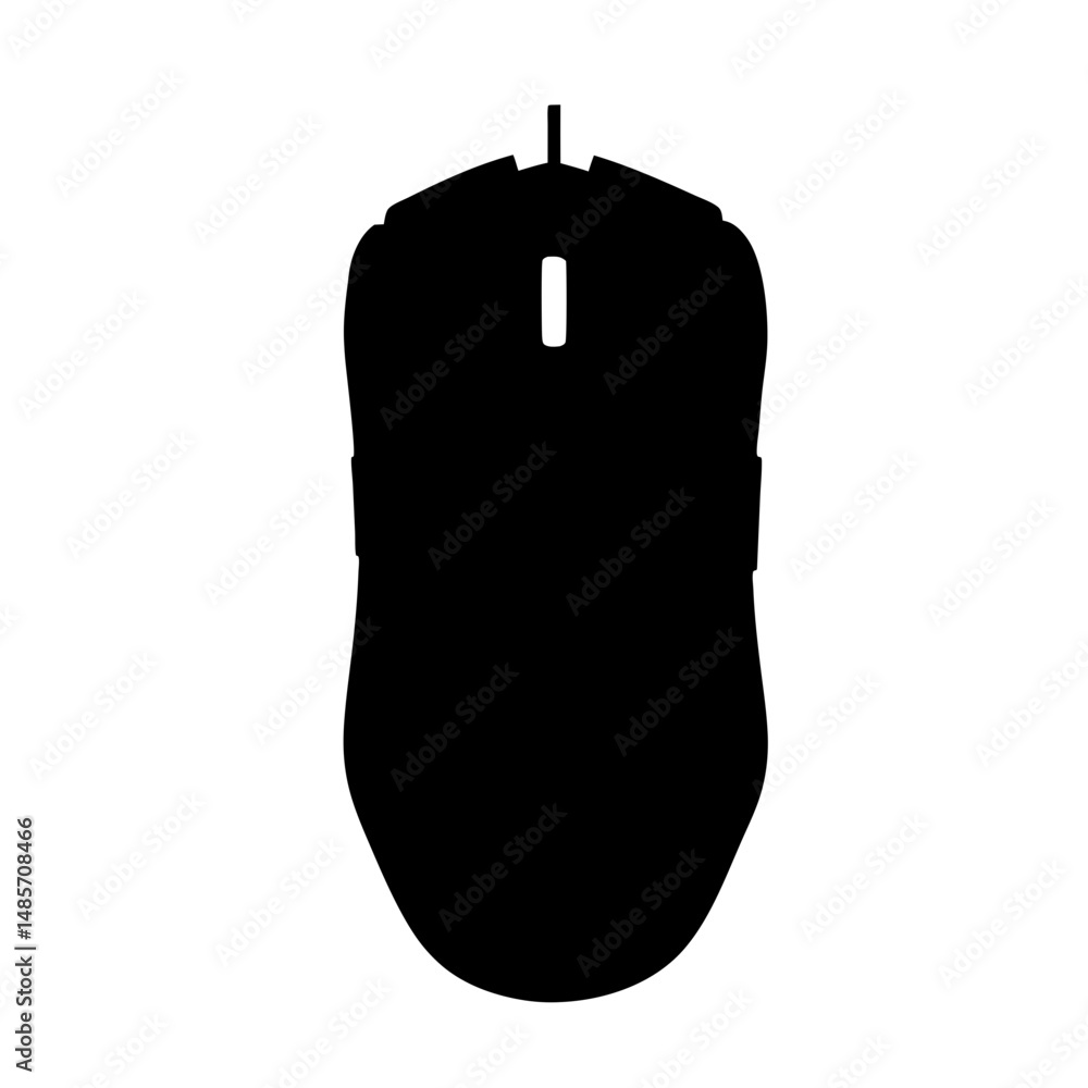Aufkleber black computer mouse vector graphic for pc gaming and office use with scroll wheel and cable design