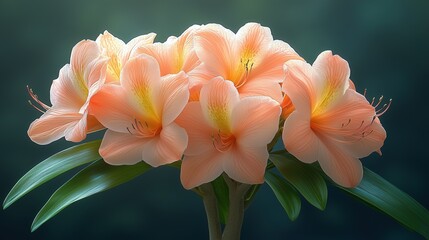 Pale Orange Floral Cluster with Emerald Foliage - Botanical Still Life for Luxury Home Styling, Brand Campaigns, and Commercial Licensing
