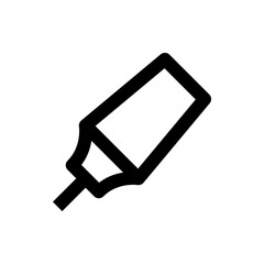 A simple black outline drawing of a marker with a rectangular body and a chisel tip on a white background