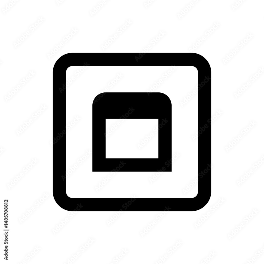 Poster illustration of a square shape with rounded corners containing a smaller shape with a rectangular op