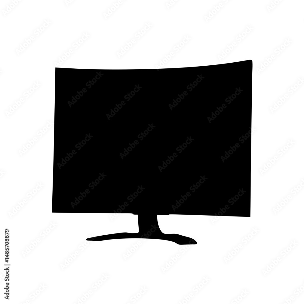 Poster black silhouette of modern curved screen monitor display for computer or television use vector