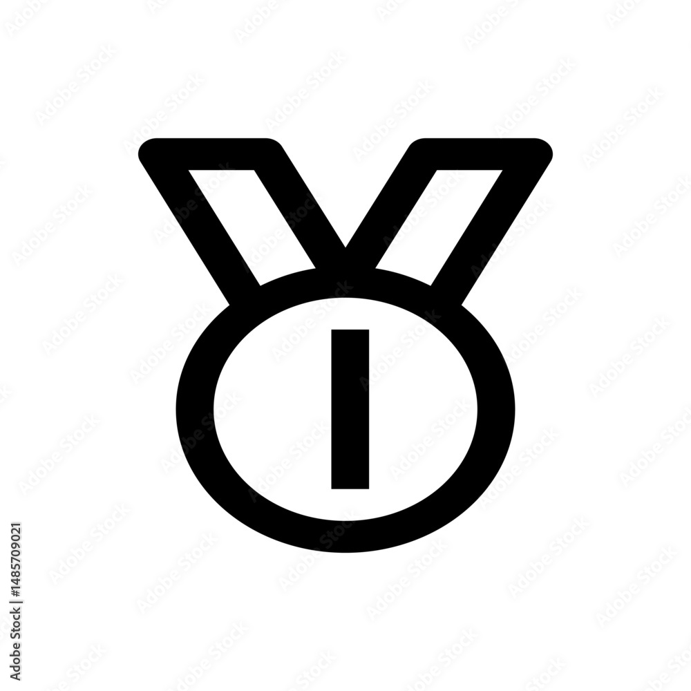 Poster illustration of a first place medal with a ribbon and the number one inside a circular shape design