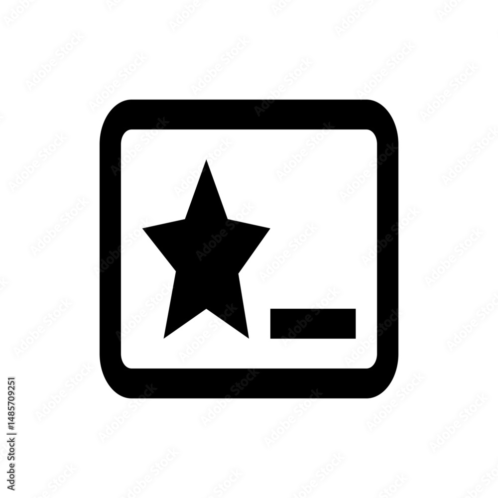 Poster illustration of a rectangular card with rounded corners featuring a star and a short horizontal line
