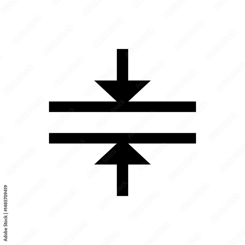 Poster a vertical arrow pointing down and a vertical arrow pointing up with two horizontal lines in between