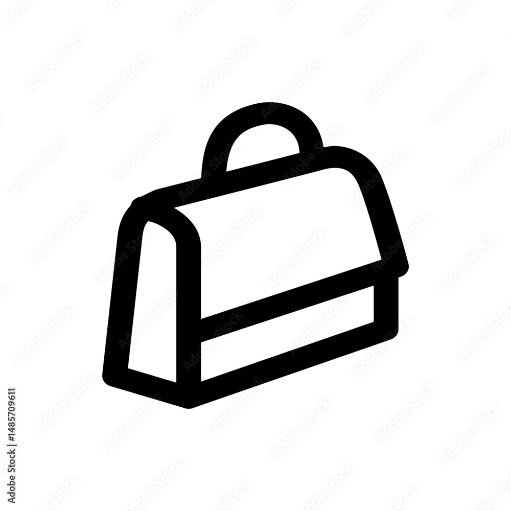 Aufkleber illustration of a simple black and white briefcase with a handle and a rectangular shape design icon