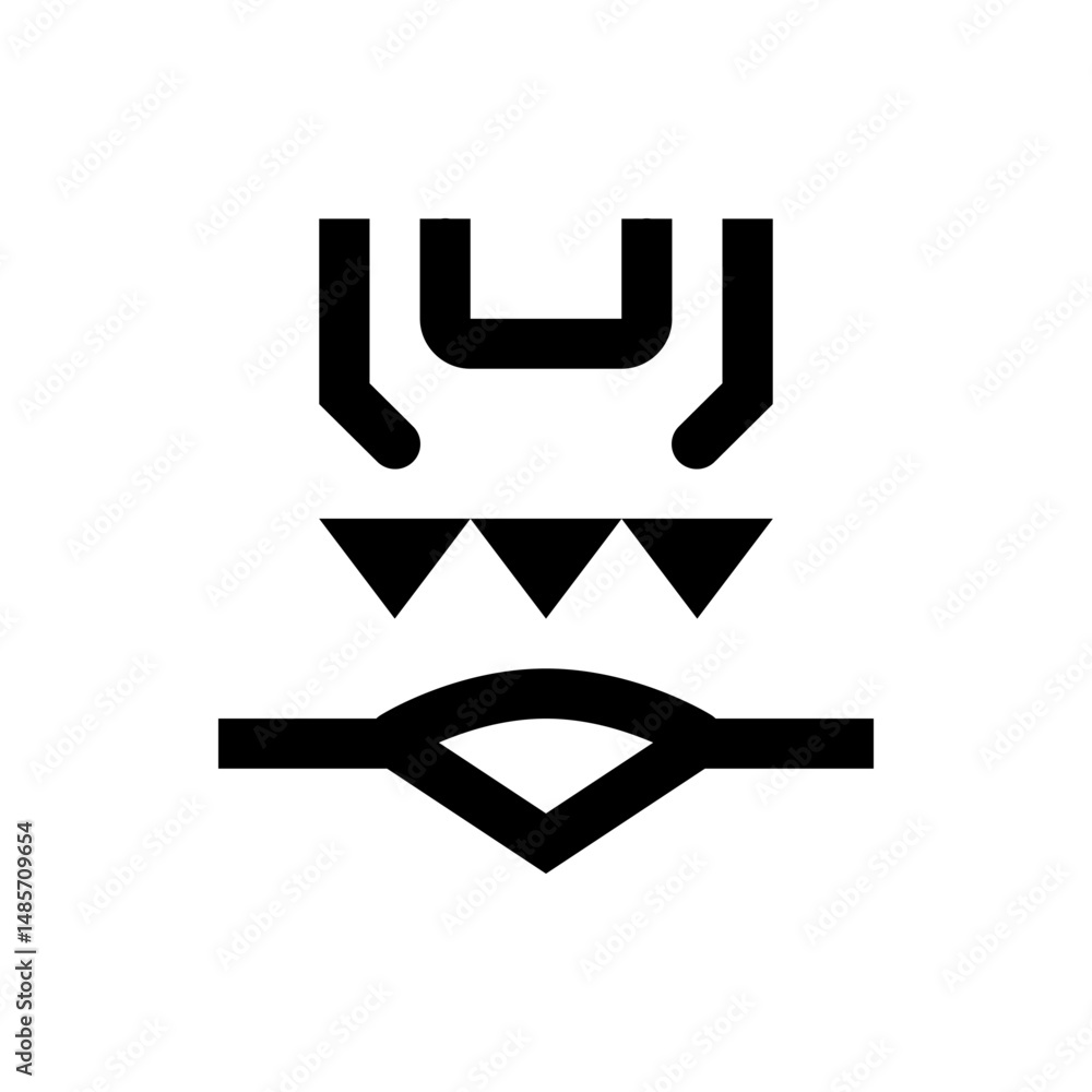 Poster abstract geometric figure with u shapes triangles and connected lines in a minimalist black and whit