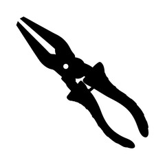 Find black silhouette needle nose pliers tool for gripping cutting and bending wire work easily