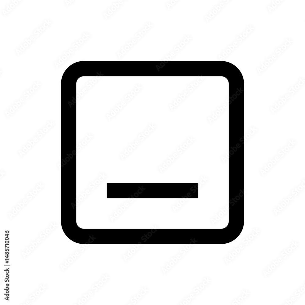 Aufkleber black outlined square with rounded corners and a centered horizontal line inside the square shape ic