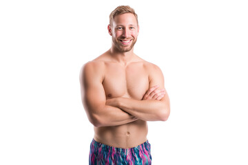 Fototapeta premium muscular man with his arms crossed isolated on white background