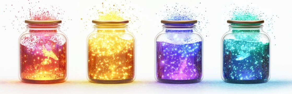 Enchanting Glass Jars Filled with Sparkling Elixirs
