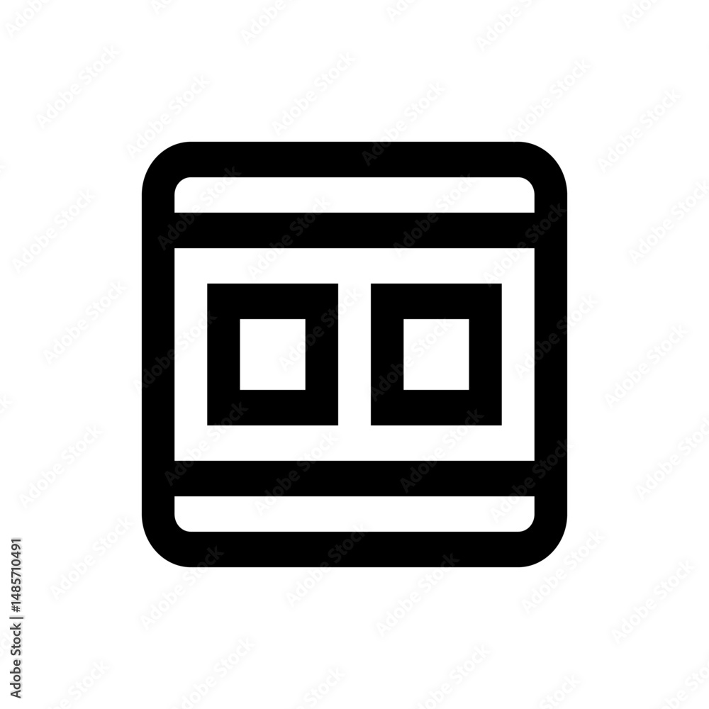 Poster a simple icon of a rounded square containing two smaller squares and two horizontal lines inside it