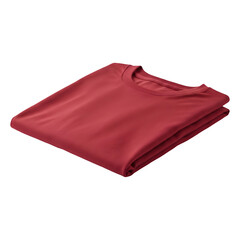 Neatly Folded Crimson Crew Neck T-Shirt Ready for Wear