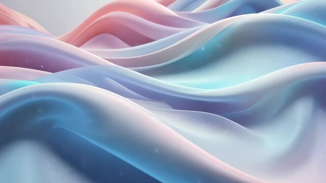Abstract soft pastel waves in pink and blue flowing together, showing smooth digital textures for creative projects, calming visuals or modern backgrounds