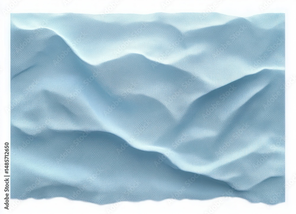 Poster soft blue textile fabric with folds and waves creating a smooth flowing landscape effect with subtle