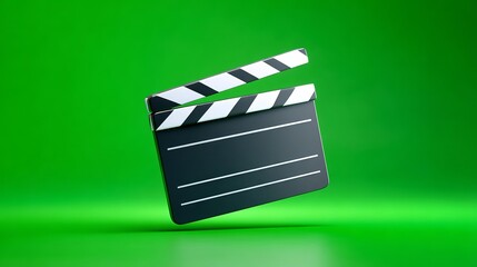 Classic Film Clapperboard Against Green Background Capturing Cinematic Essence