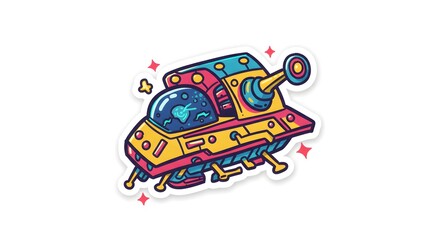 Colorful Cartoon UFO Vector Illustration