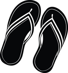 Simple Black Flip Flop Silhouette for Summer and Independence Day