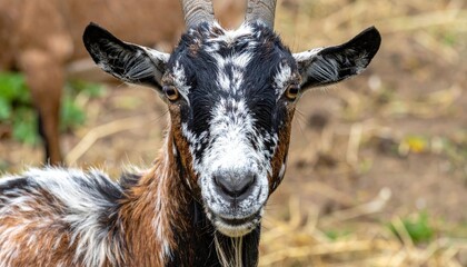 Fototapeta premium Close Up Portrait Of A Spotted Goat