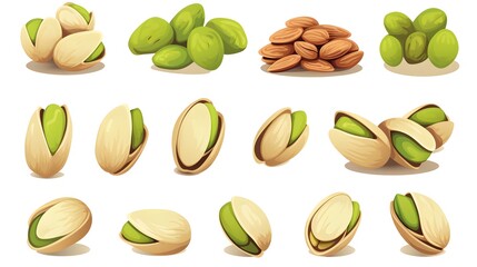 Detailed Flat Vector Illustration of Pistachio Nut for Culinary Designs and Clipart Applications