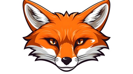 Obraz premium Adorable Cartoon Fox Head Illustration on White Background for Graphic Design Projects