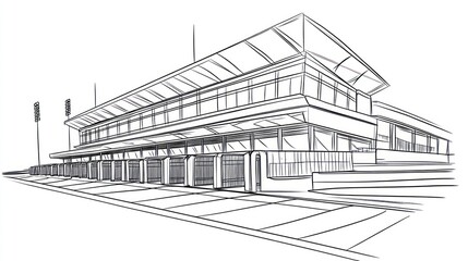 Architectural sketch of a modern building