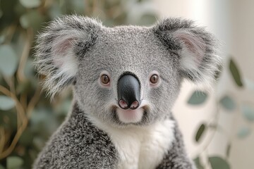 Adorable koala in natural habitat with eucalyptus background